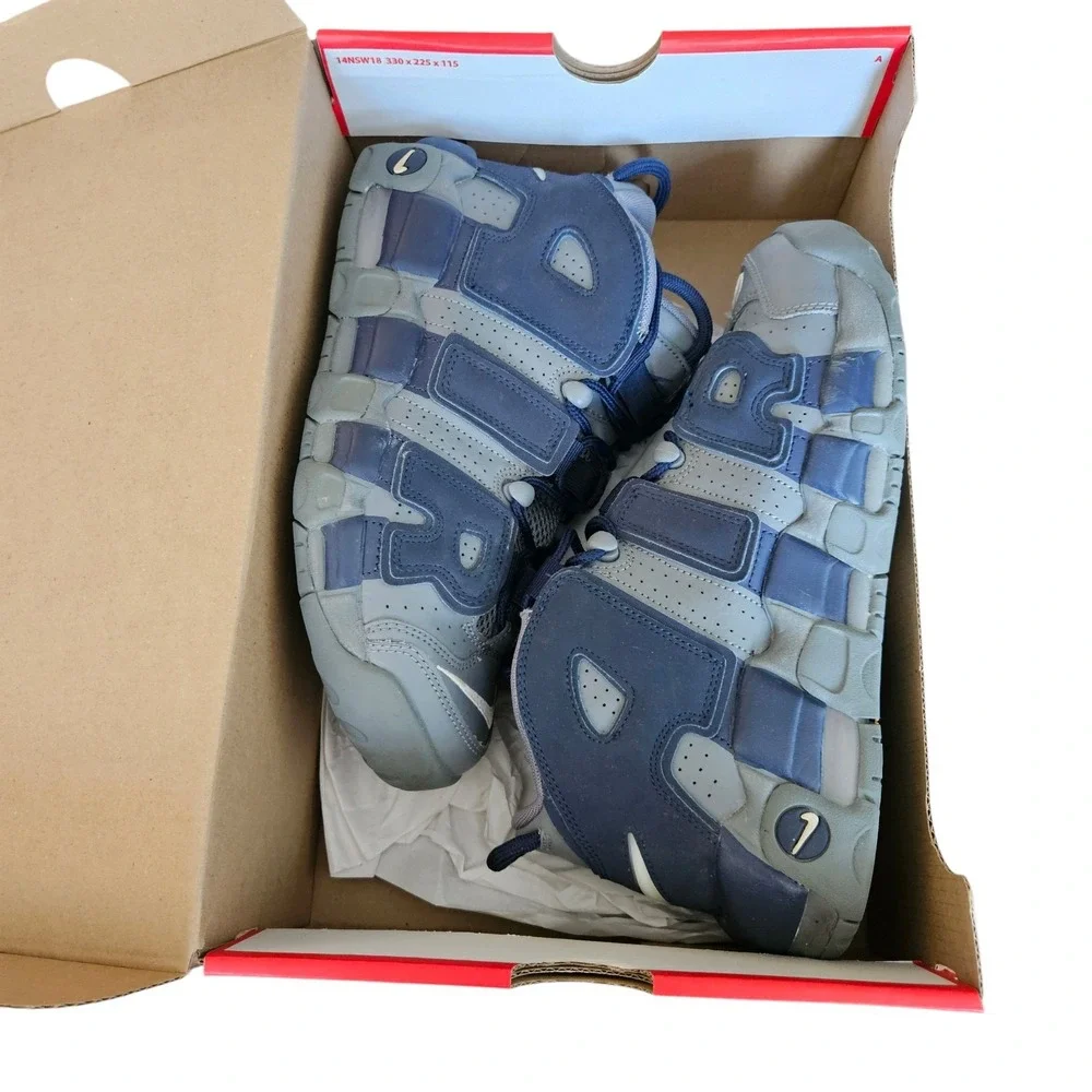 Size 6.5 (Big Boys)-Nike Air More Uptempo Cool Grey/‎ White Midnight Navy